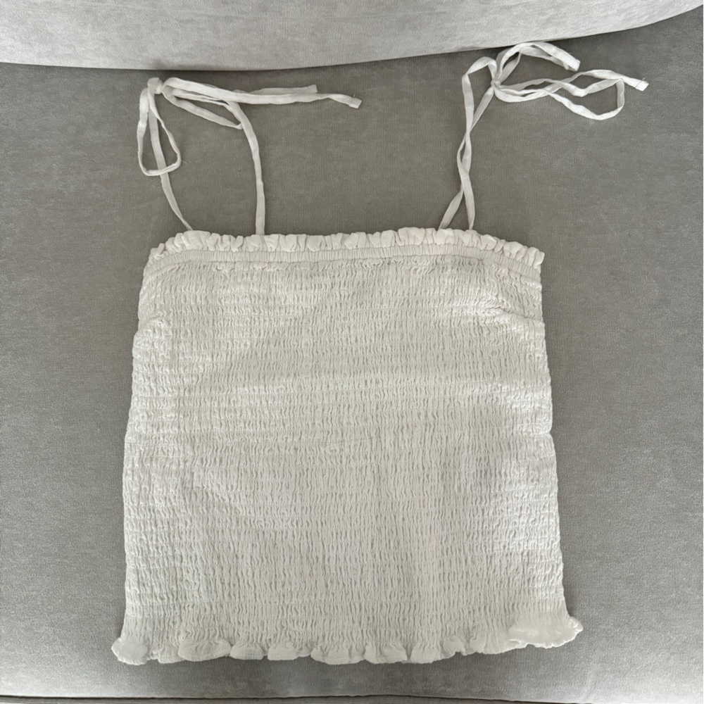 Abercrombie & Fitch Cream Textured Tank Top